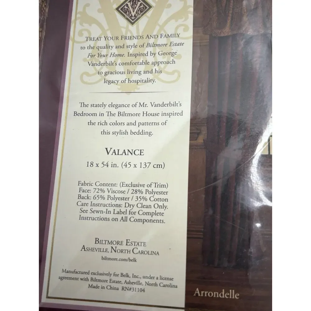 Lot Of New Biltmore Curtain Panels (2) & 2 Valances Burgundy & Gold 48x84”